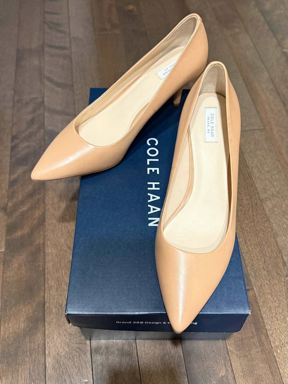 Cole Haan Beige Pointed-Toe Low Heel Pumps